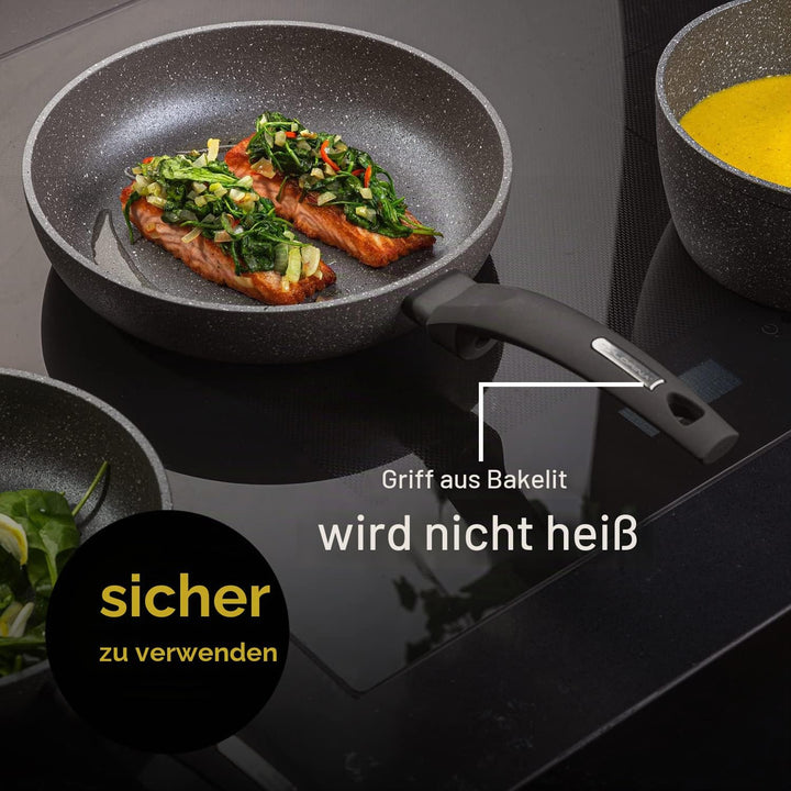 FLORINA - Bratpfanne aus Aluminium LAVA STONE I 20 cm Durchmesser I Tiefe Pfanne Induktion I Antihaf