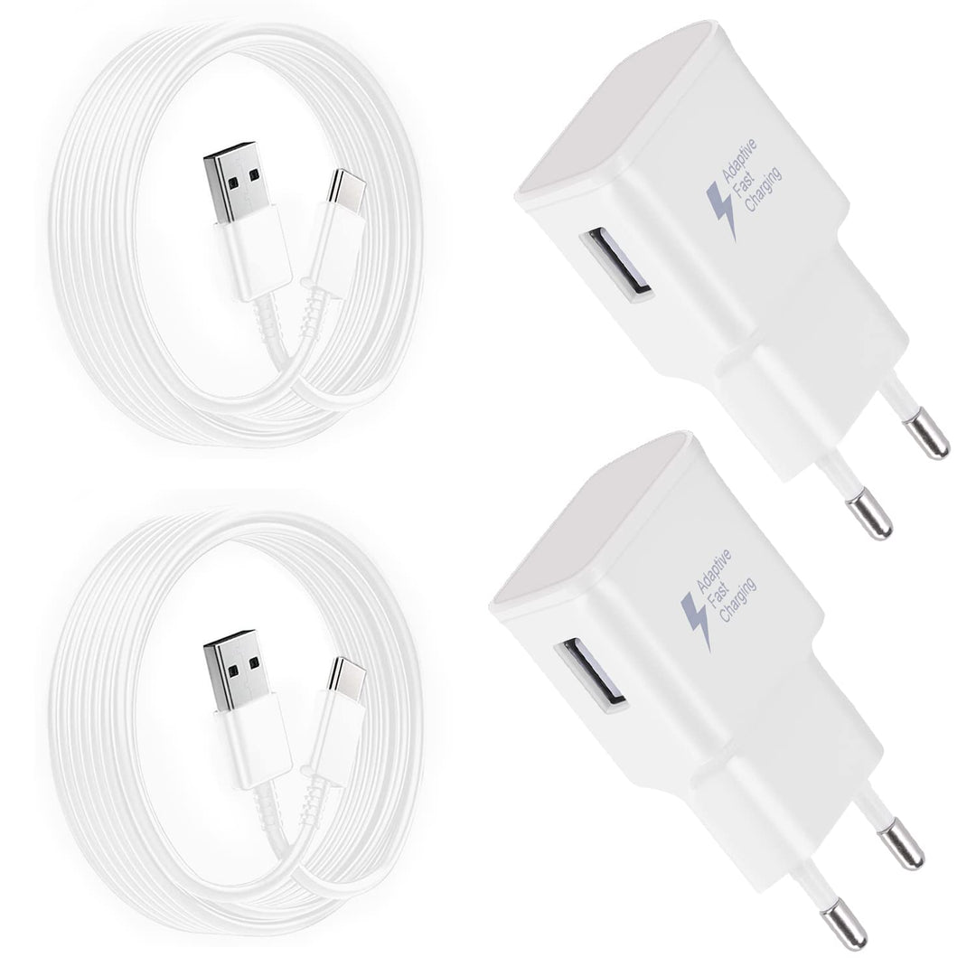 Powersky (2er Pack) USB Ladegerät Stecker mit USB C Ladekabel 1,5m Für Samsung Galaxy S21, S20, S10,