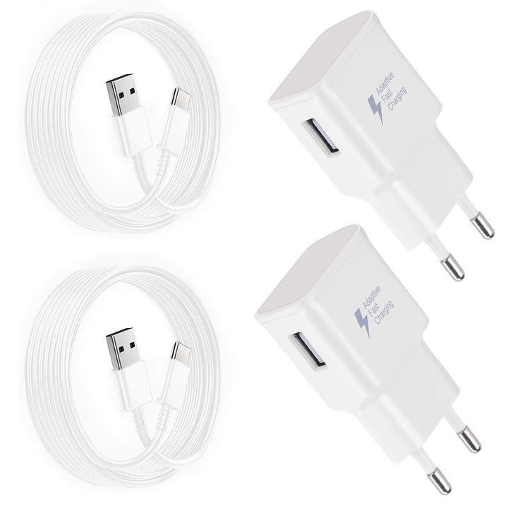 Powersky (2er Pack) USB Ladegerät Stecker mit USB C Ladekabel 1,5m Für Samsung Galaxy S21, S20, S10,