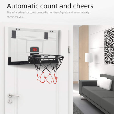 PELLOR Mini Basketballkorb fürs Zimmer Mini Basketball mit Bewertungsfunktion und Sound, hängendes B