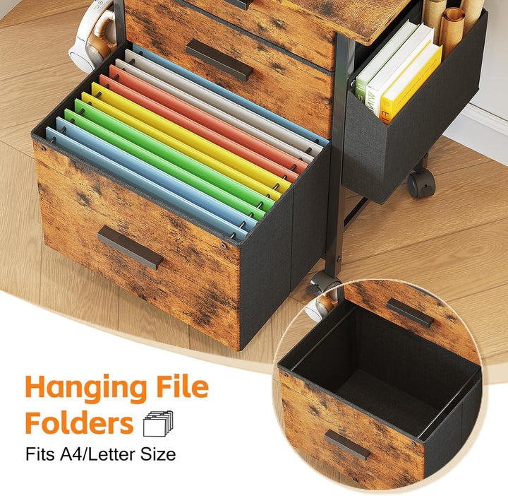 Rollcontainer, Aktenschrank, mit 3 Schubladen und Rollen, für Dokumente in DIN A4, Letter-Format, Dr