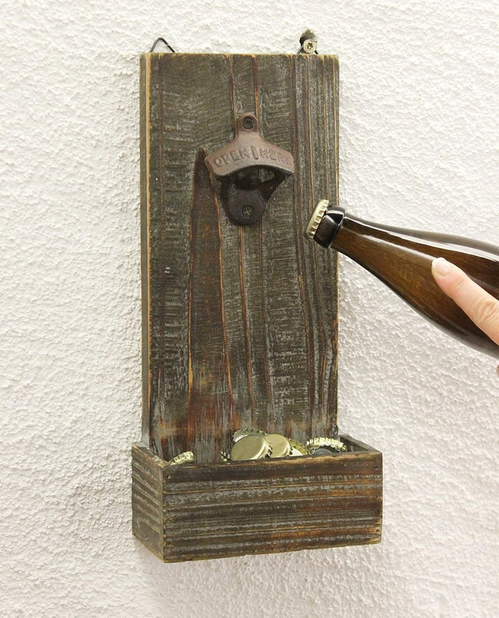 DanDiBo Flaschenöffner mit Kronkorkenbehälter 5094 Bieröffner 32 cm Wandflaschenöffner