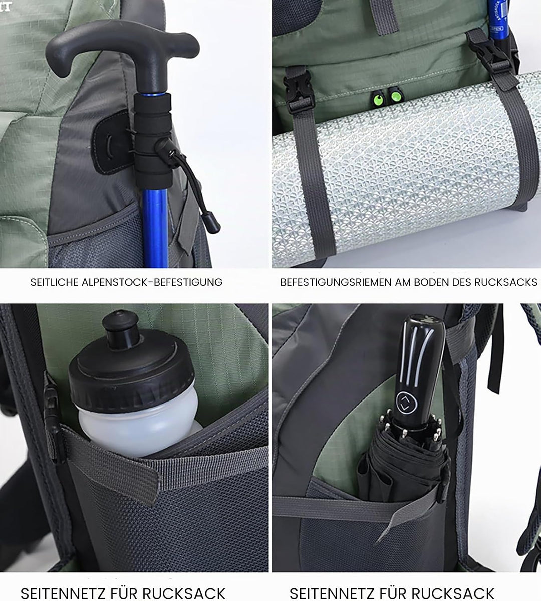 Bseash 50L Leichter wasserfester Wanderrucksack, Outdoor Sport Tagesrucksack Multifunktions Reisetas