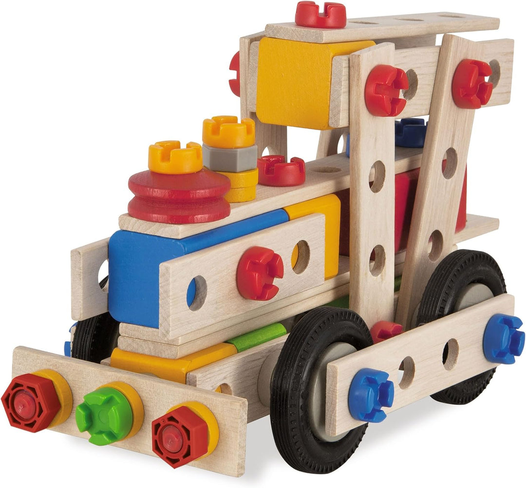 Eichhorn Constructor Kran, vielseitiges Holzspielzeug, 170 Bauteile, 5 Verschiedene Konstruktionen,