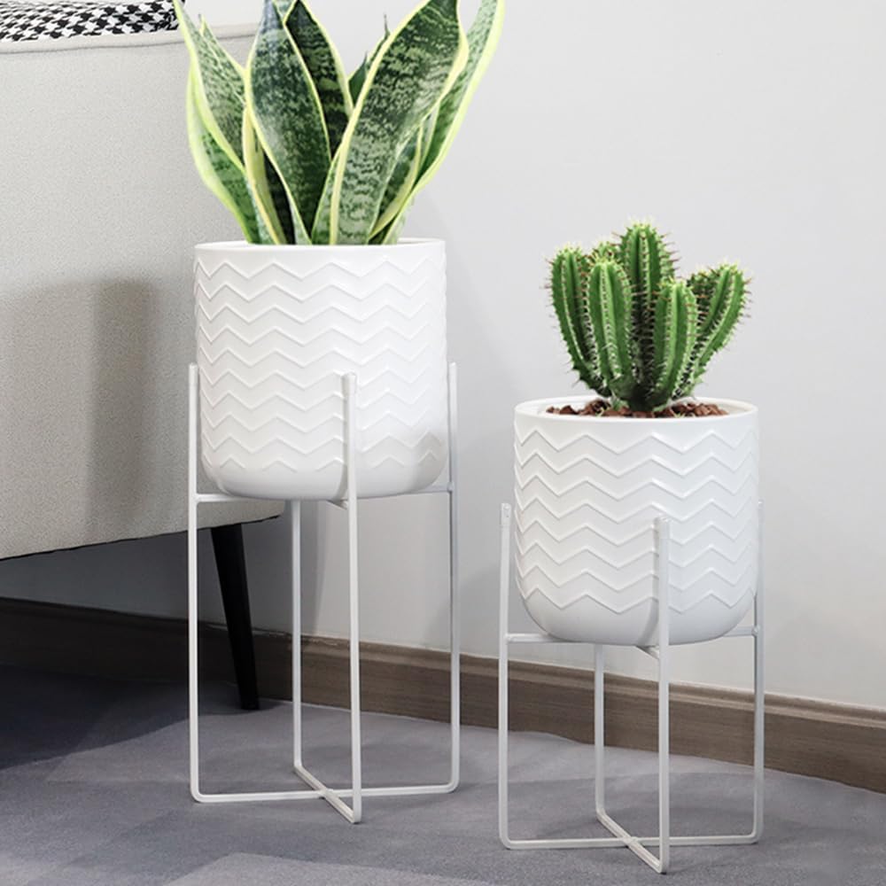 TRIROCKS Set aus 2 Metallpflanzenständern 31 cm & 45 cm Blumenständer Moderne Pflanzenhalter Blumenh