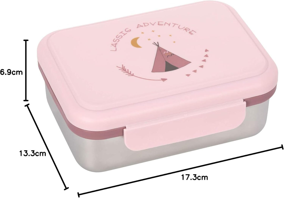 LÄSSIG Kinder Brotdose Edelstahl Lunchbox Frühstücksbox nachhaltig Kindergarten Schule/Adventure Tip