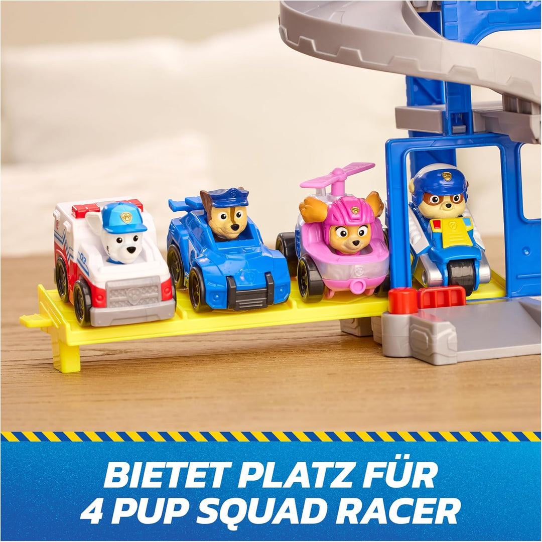 PAW PATROL - Search & Rescue: Pup Squad Hauptquartier Spielset mit Chase Racer, Bürgermeister Besser