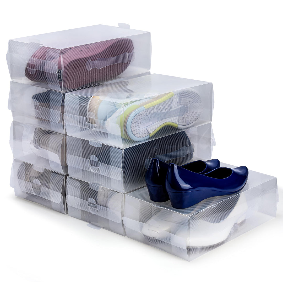Kurtzy Schuhbox Transparent Plastik Aufbewahrungsbox Schuhe (10Stk) – Damen, Herren, Kinder Schuhbox