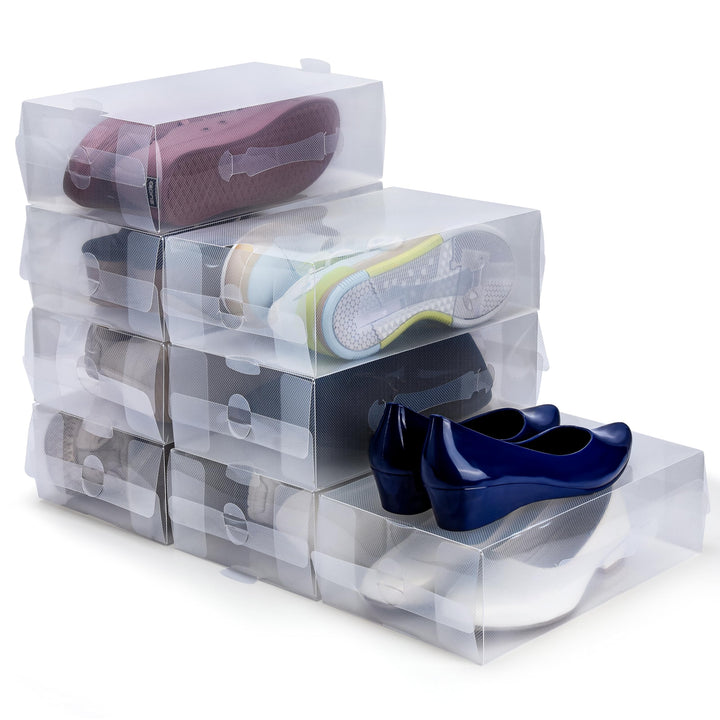 Kurtzy Schuhbox Transparent Plastik Aufbewahrungsbox Schuhe (10Stk) – Damen, Herren, Kinder Schuhbox