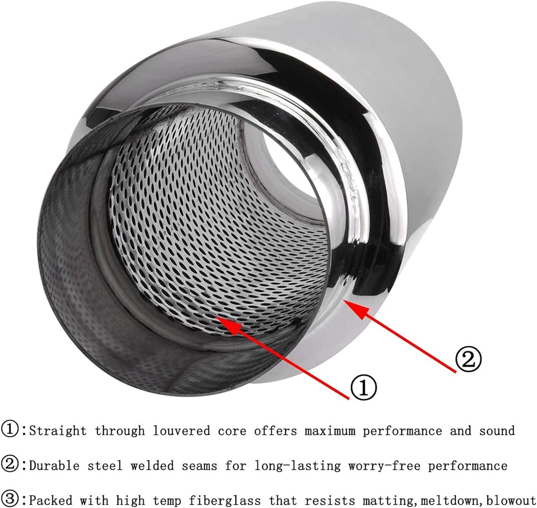 Universal Auto Auspuff Schalldämpfer Auspuff 2,5 Zoll Straight Through Edelstahl Schalldämpfer Baumw