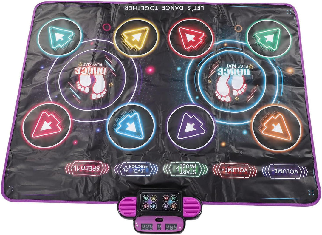 banapoy Doppelte Tanzmatte, Kabelloses Elektronisches Tanzpad mit Bluetooth und LED-Lichtern, rutsch