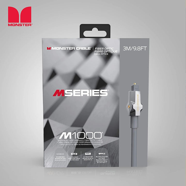 MONSTER M1000 Glasfaserkabel 3m, Fiber Optic Kabel, Surround-Sound, Digitales Audiokabel, Optimale S