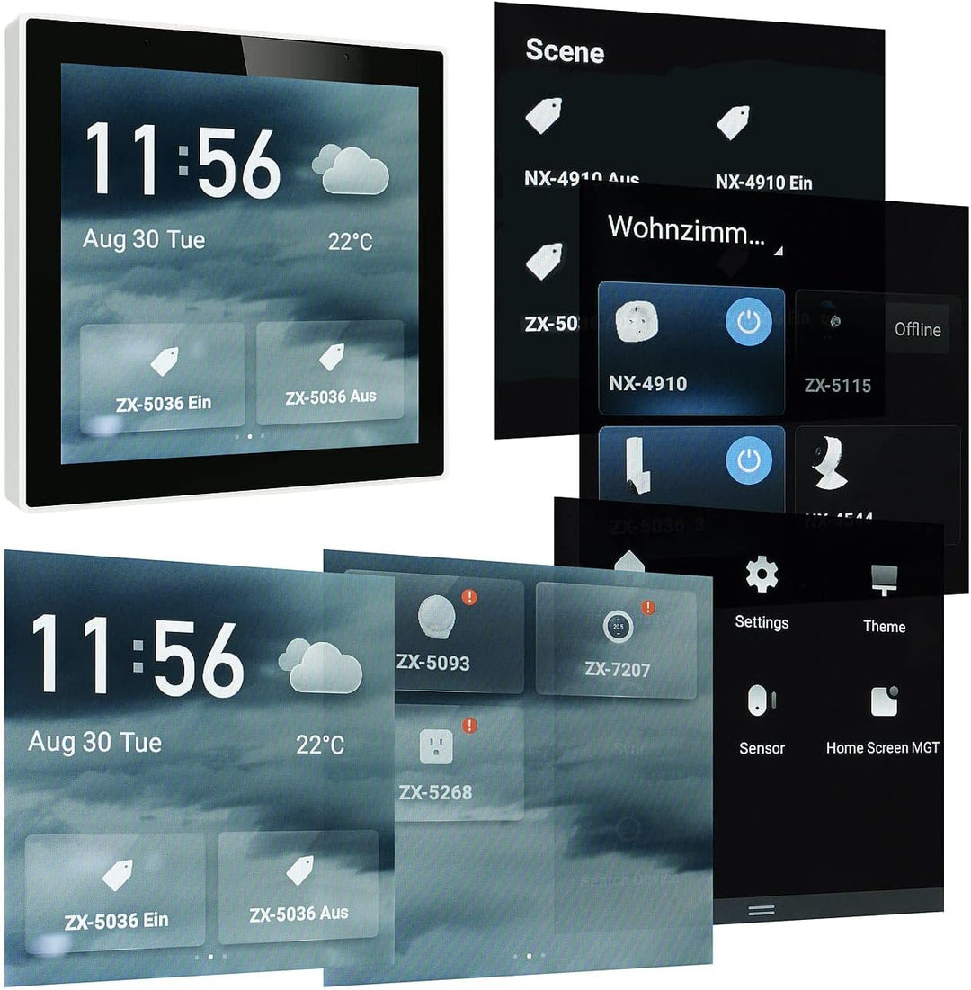 Luminea Home Control Smart Home Zentrale: Einbau-Smarthome-Zentrale, 4"/10,2cm Touchscreen, WLAN, Zi