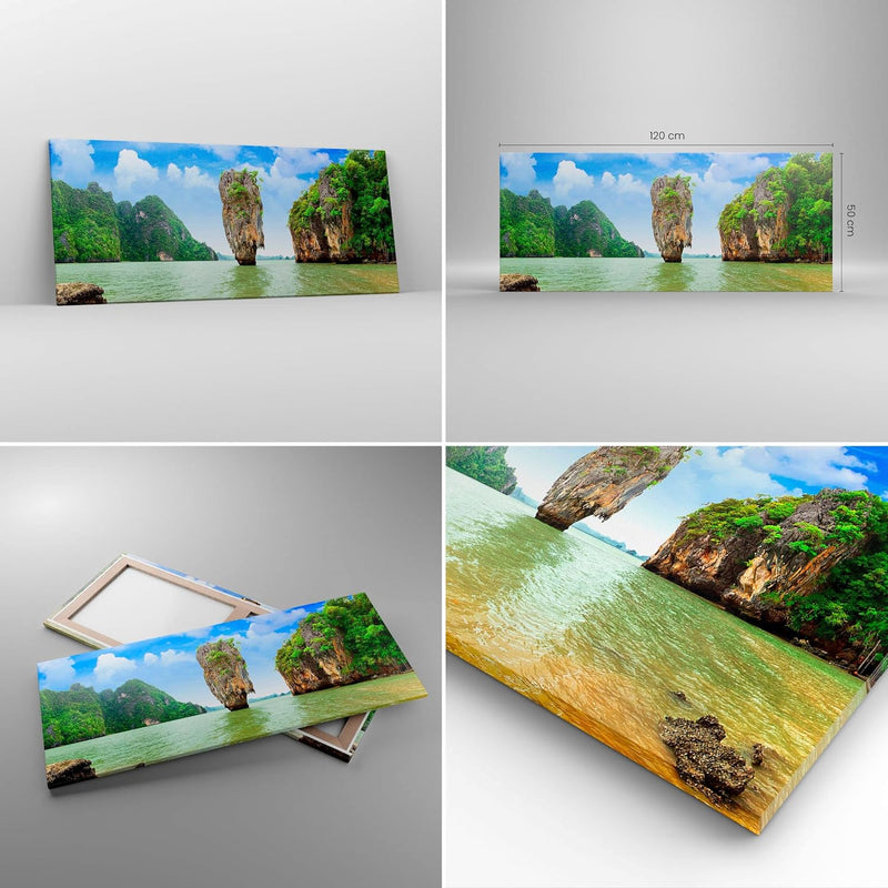 Wandbilder Dekoration Wohnzimmer Stein Strand Landschaft Panorama Bilder auf Leinwand 120x50cm Leinw