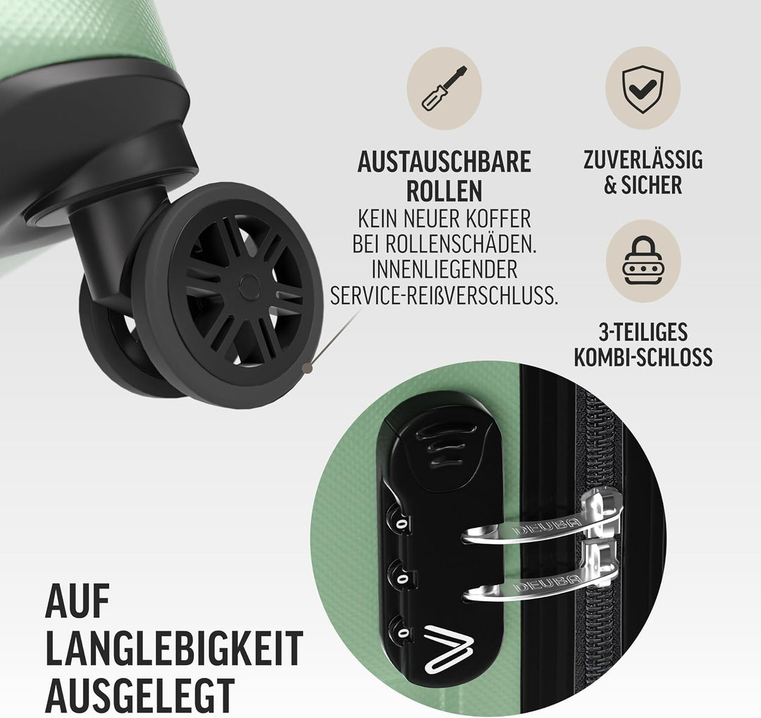 DEUBA TRAVEL Koffer Set 3tlg Hartschalenkoffer Mint, Mint
