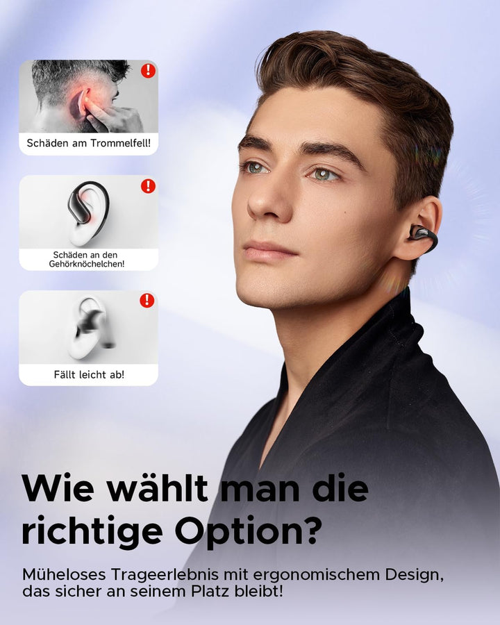 truefree B1 Open Ear Bluetooth Kopfhörer, Clip-On Kopfhörer Sport, Kabellose Bluetooth 5.4, Komfort-