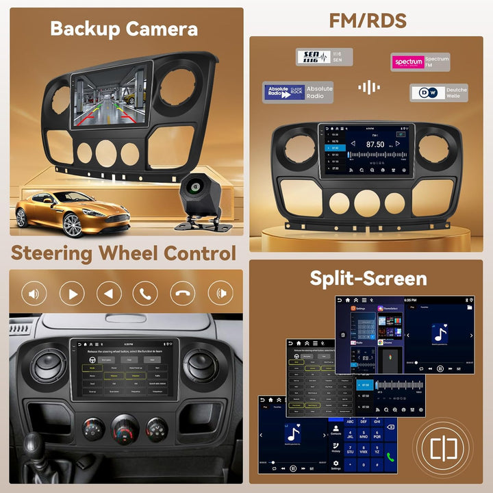 Hikity Android 15 4+64G Autoradio für Renault Master/Opel Movano/Nissan Interstar 2010 mit 10'' Ince