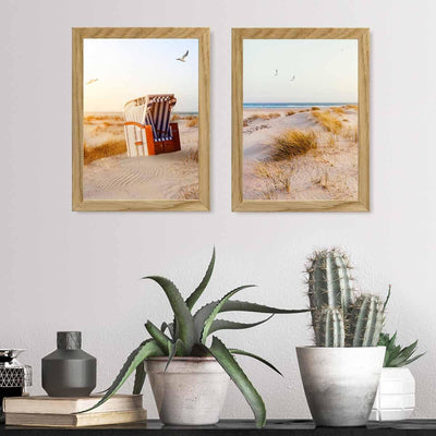 PHOTOLINI 2er Set Holzrahmen Eiche 15x20 cm Massivholz mit Acrylglasscheibe und Zubehör | Holz-Bilde