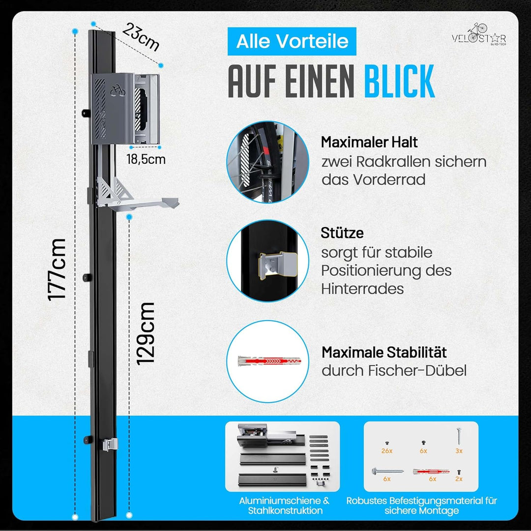 Fahrradlift für Garage von Velostar by 32 kg Fahrradwandhalterung Fahrrad Lift mit Sicherheitsbremse