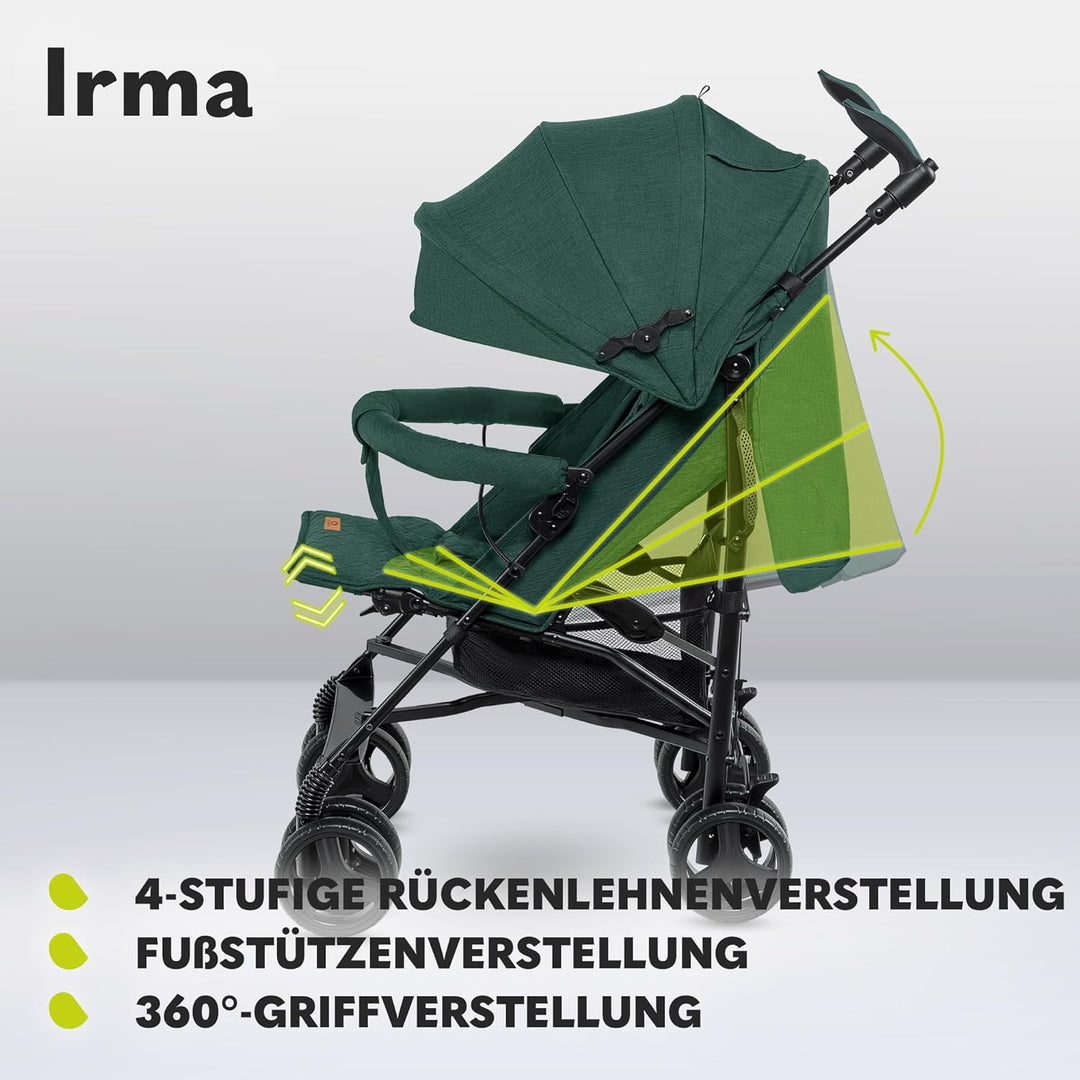 LIONELO Irma Kinderwagen bis 15 kg, Kinderwagen, leichter moderner Kinderwagen mit Liegefunktion, fa