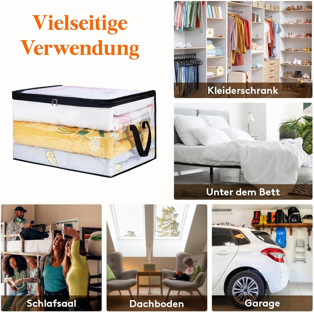 Lifewit 3er Pack Transparente Plastik Aufbewahrungstasche, 60L Kleiderschrank Organizer Aufbewahrung