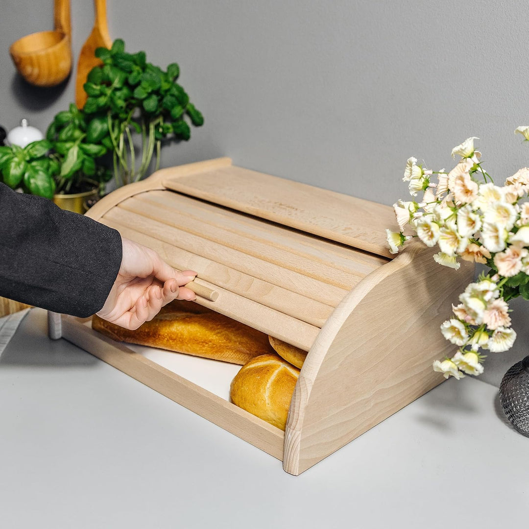 Creative Home Brotkasten Holz | 38 x 28,5 x 17,5cm (+/-1cm) | Perfekte BrotBox für Brot Brötchen Kuc