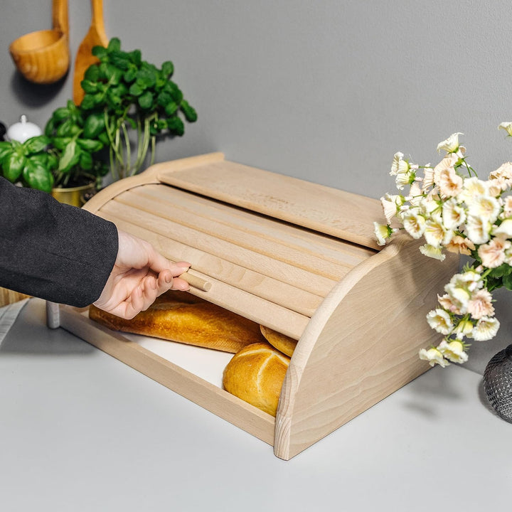 Creative Home Brotkasten Holz | 38 x 28,5 x 17,5cm (+/-1cm) | Perfekte BrotBox für Brot Brötchen Kuc