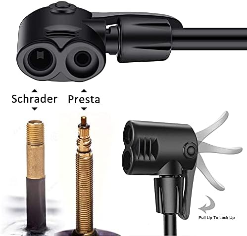 GOBKO Bike Standpumpe, Standluftpumpe, Fahrradpumpe mit grossem Manometer zur Druckanzeige, Dualkopf