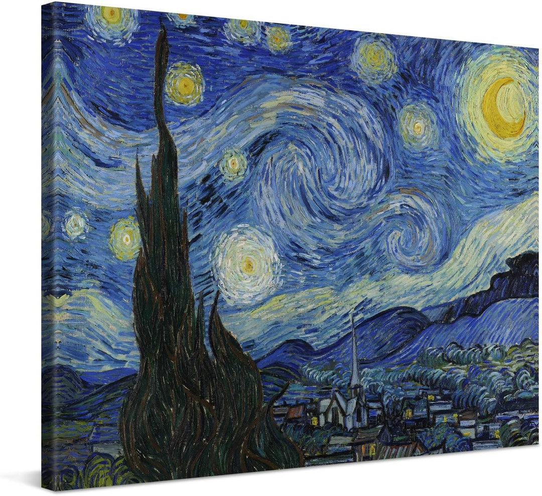 PICANOVA – Vincent Van Gogh Starry Night 80x60 cm – Bild auf Leinwand – Leinwandbild – Premium Leinw