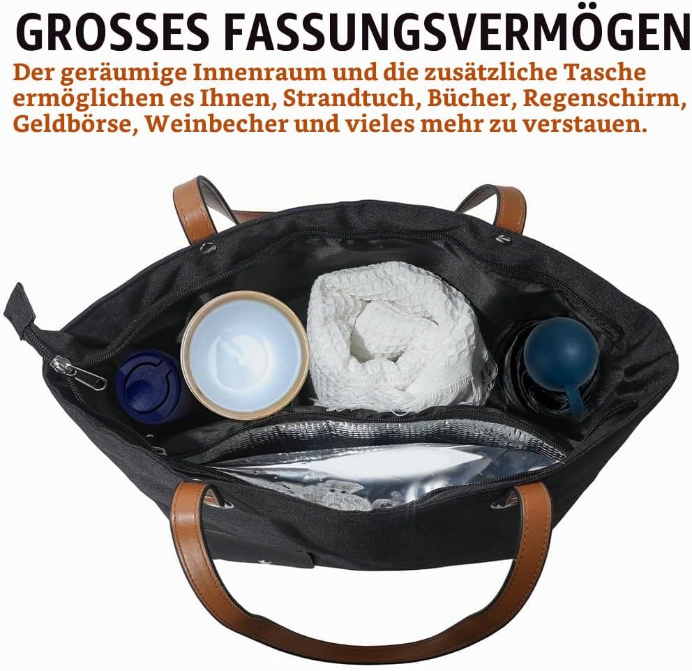 Weintasche mit Getränkespender, Canvas Strand Weintasche Picknicktasche Als Reisegeschenk, Auslaufsi