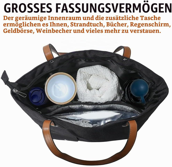 Weintasche mit Getränkespender, Canvas Strand Weintasche Picknicktasche Als Reisegeschenk, Auslaufsi