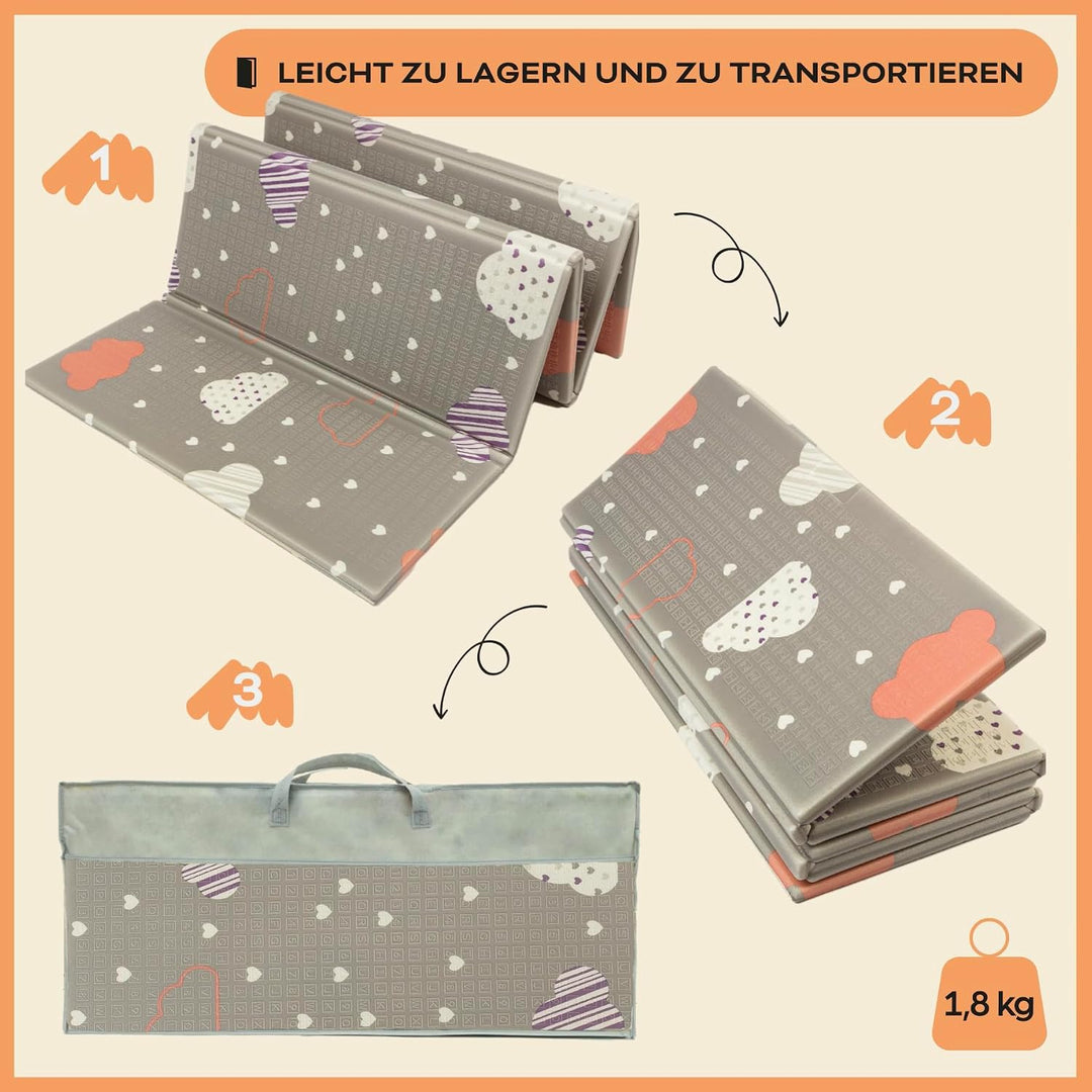 Baby-Spielmatte, faltbar, sensorisch, wasserdicht, ungiftig, wendbar. Vielseitige Matte, perfekt zum