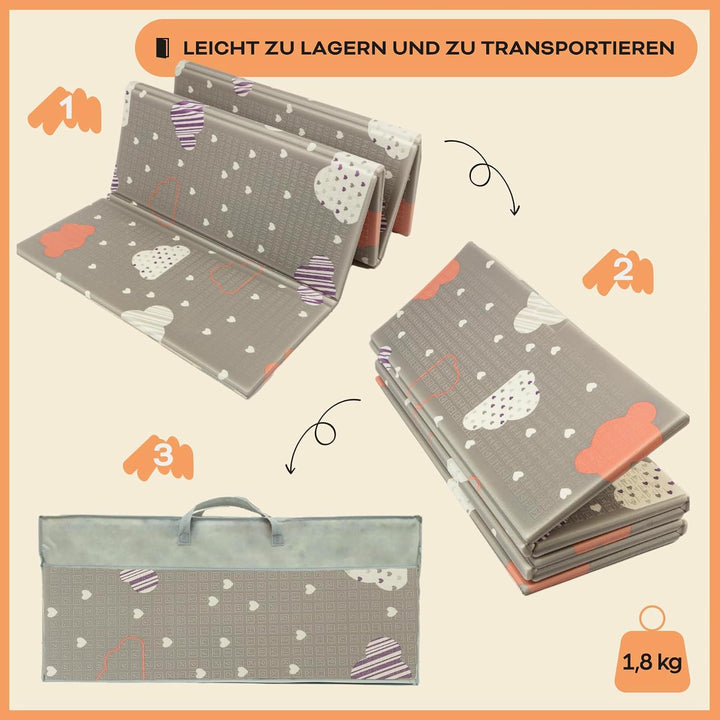 Baby-Spielmatte, faltbar, sensorisch, wasserdicht, ungiftig, wendbar. Vielseitige Matte, perfekt zum