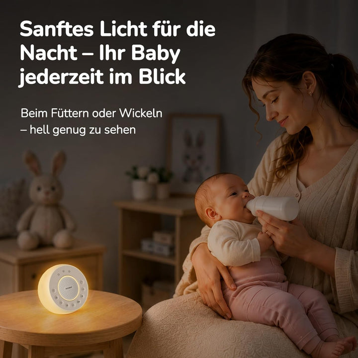 Housbay White Noise Machine für Babys mit Nachtlicht – Weisses Rauschen Gerät für Neugeborene, 31 be