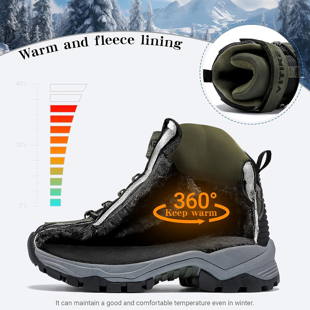 ASHION Jungen Winterschuhe Kinder Schneestiefel gefüttert und wasserdicht – rutschfeste Outdoor Wand