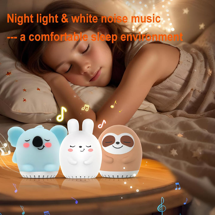 Weiches Silikon-Nachtlicht für Kinder – LED-Lampe mit weissem Rauschen und entspannenden Geräuschen