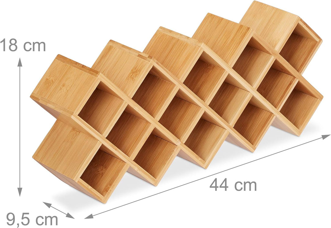 Relaxdays Gewürzregal mit 18 Gewürzstreuern, Bambus, Glas, Küchenorganizer Gewürze, stehend, HBT 18