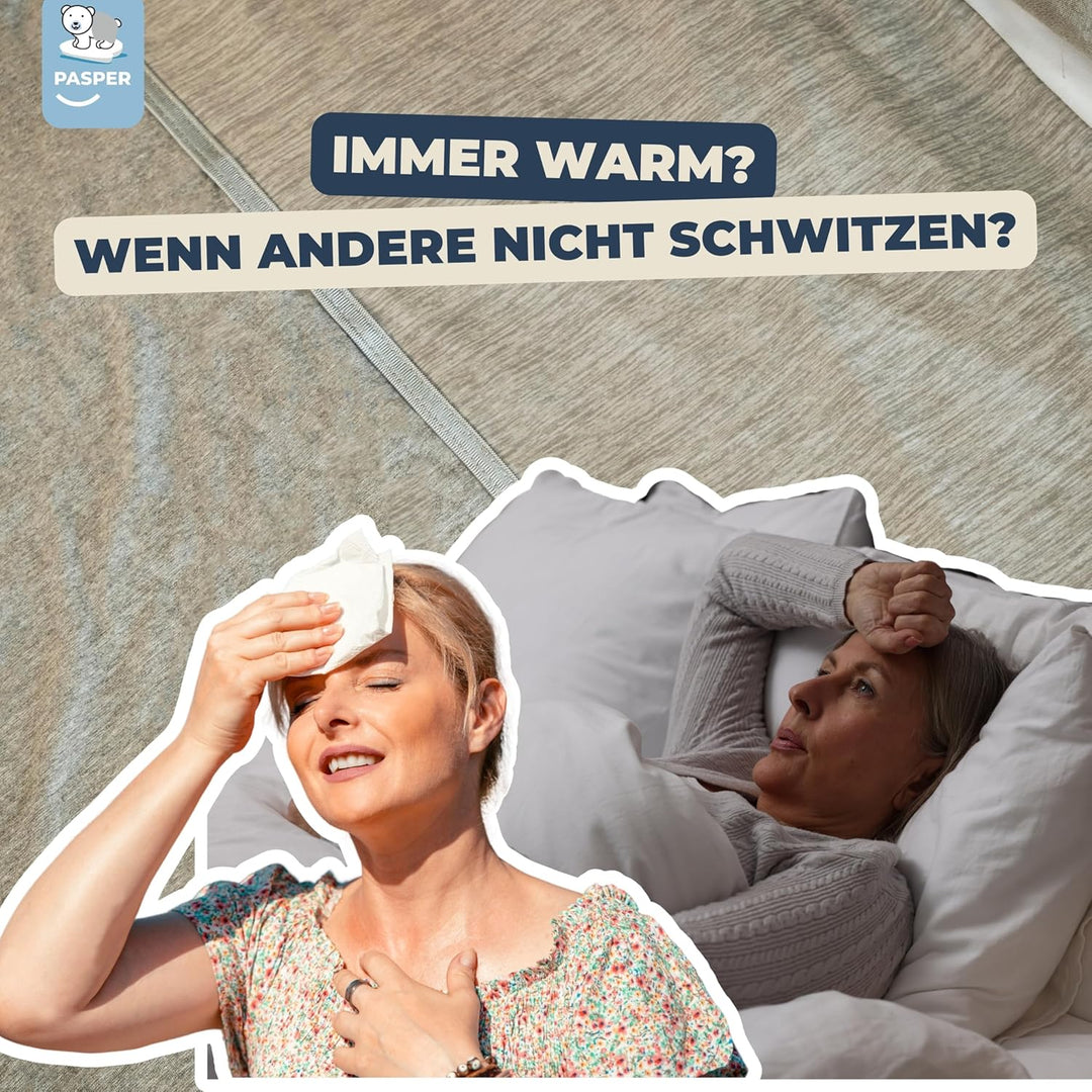 Pasper Kühldecke 200 x 220 cm - Sommerdecke selbstkühlend - Q-max < 0.43 - Kuscheldecke Grau - dünne