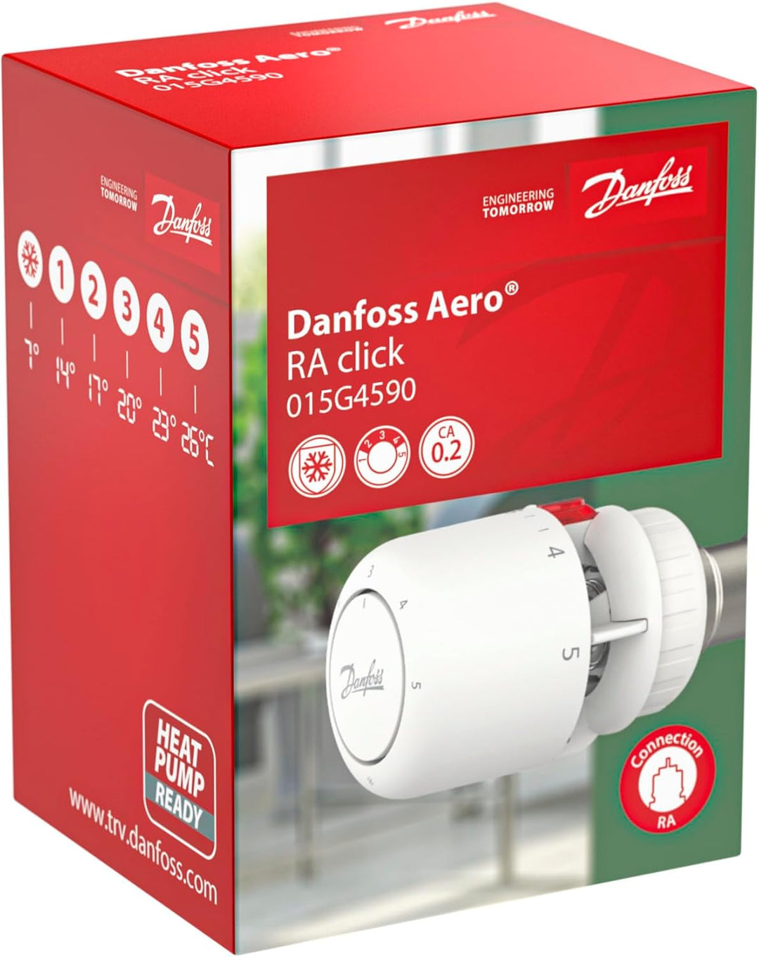 Danfoss Aero RA click, Termostatkopf mit eingebautem Sensor, 23 mm Halsdurchmesser NEU 015G4590, NEU