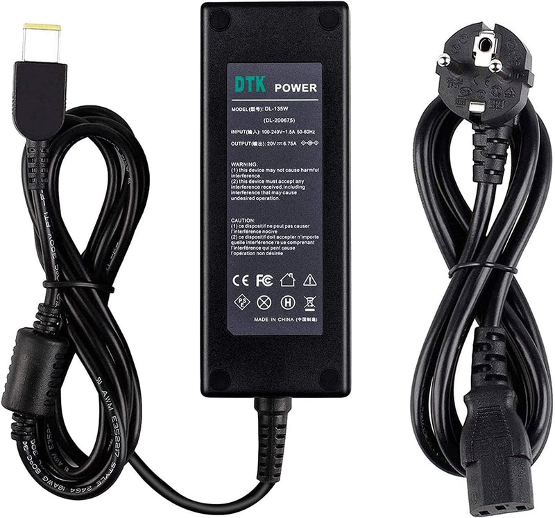 DTK Ladegerät für Lenovo 135W 20V 6.75A Laptop Ladekabel für Lenovo AC Adapter 11,0mm*5,0mm