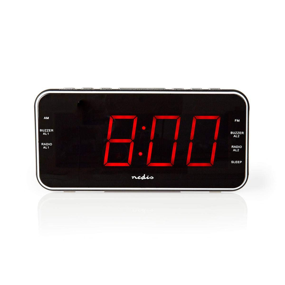 NEDIS Digital-Wecker-Radio - LED-Anzeige - 1x 3,5 mm Audio-Eingang - Zeitprojektion - AM/FM - Snooze