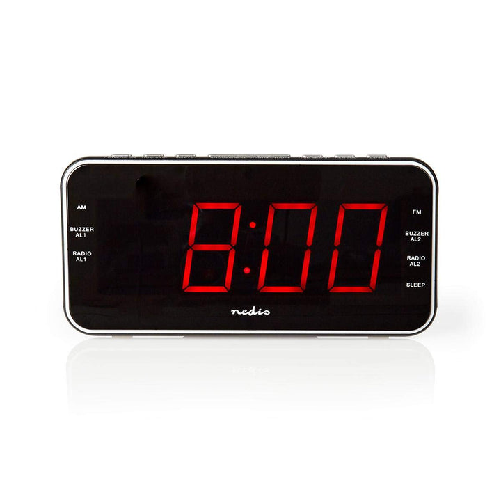 NEDIS Digital-Wecker-Radio - LED-Anzeige - 1x 3,5 mm Audio-Eingang - Zeitprojektion - AM/FM - Snooze