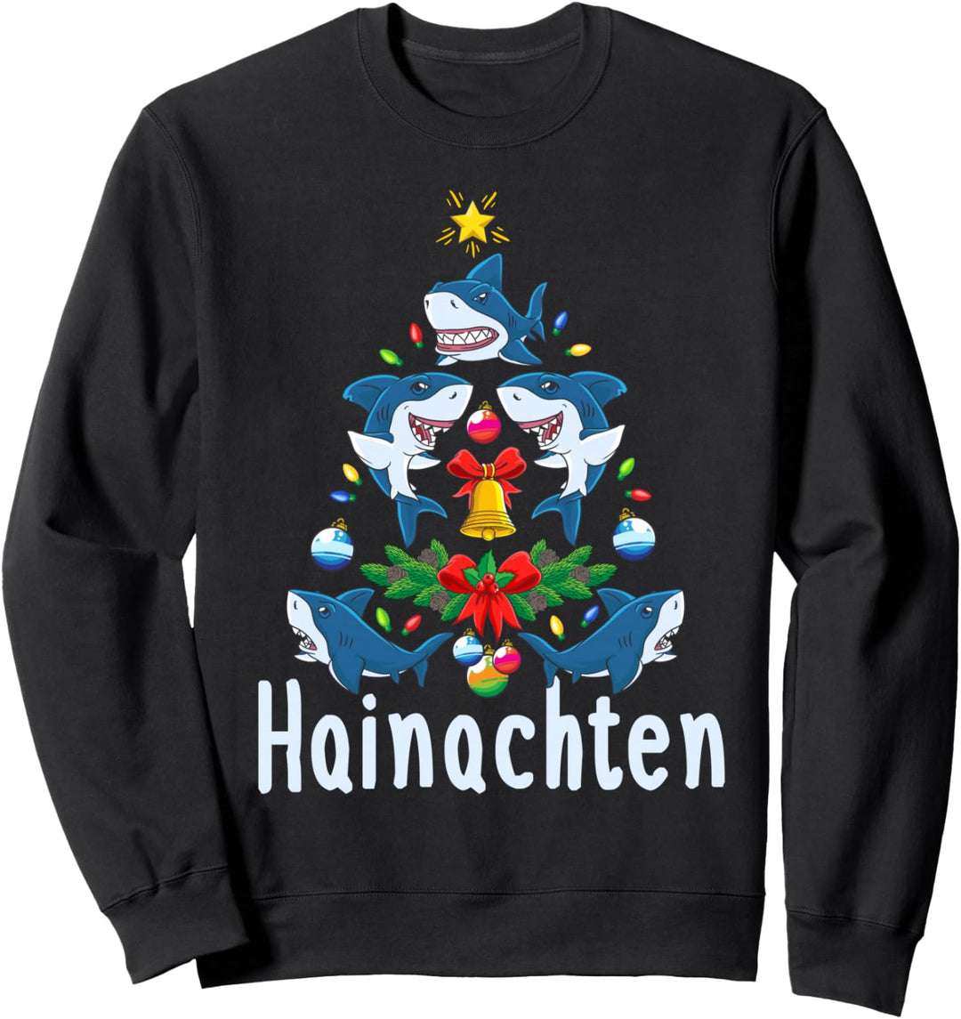 Lustiges Hainachten Weihnachten Hai Fisch Sweatshirt