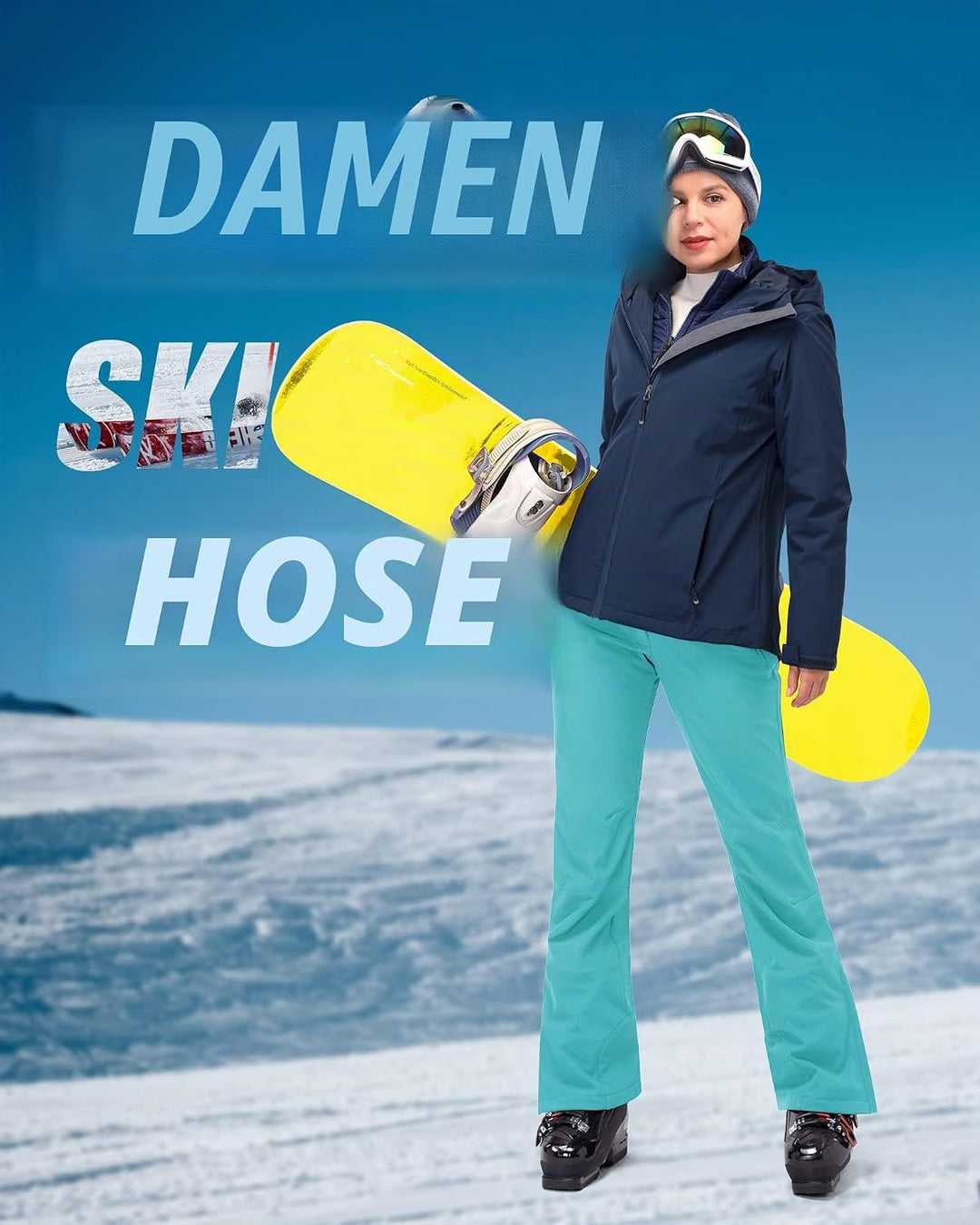 33,000ft Damen Skihose Outdoorhose Wasserdicht Winddichte Softshellhose Warme Gefütterte Trekkinghos