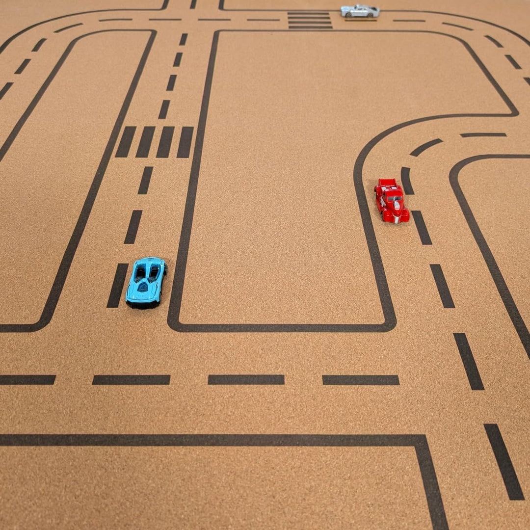 Spielmatte aus Kork. Schadstofffreie Krabbelmatte für Babys und Kinder. Strasse 140x110 cm 140 x 110