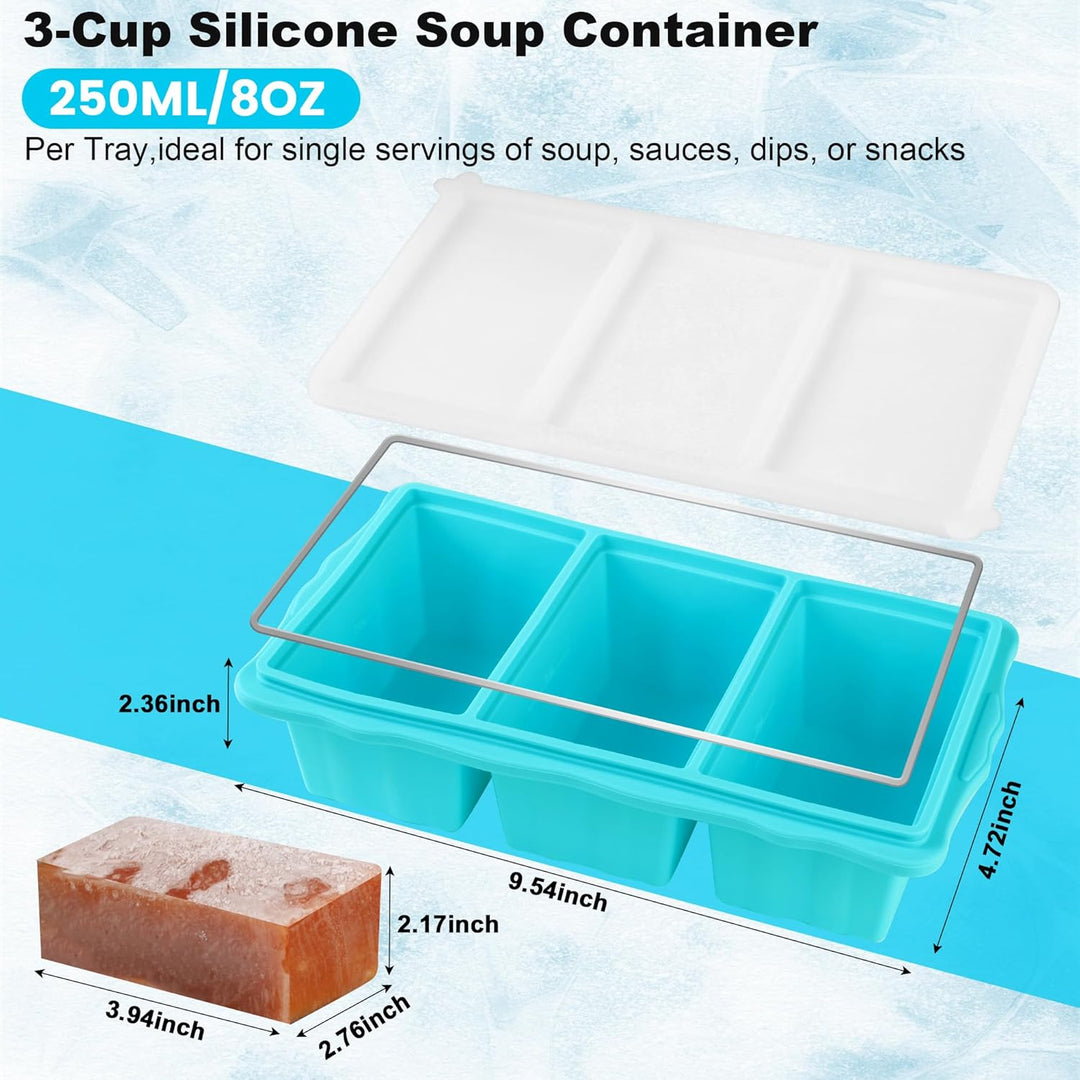 2er-Set Silikon-Gefrierformen für Suppen-Eiswürfel, 1-Tassen-Suppen-Gefrierformen mit Deckel für Mea