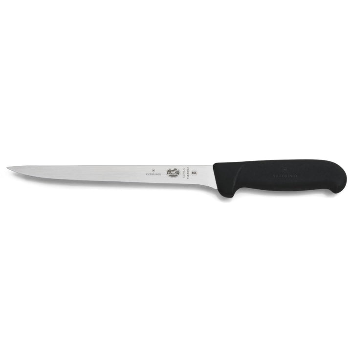 Victorinox Fibrox Filetiermesser, Scharfes Küchenmesser für Fleisch und Fisch, 20 cm, Gerade Klinge,