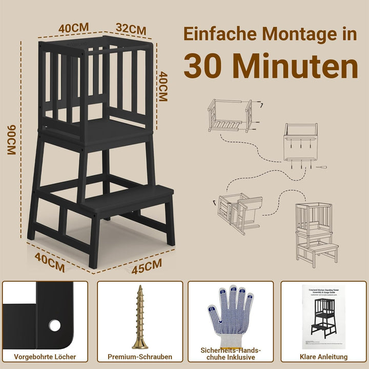 COSYLAND Lernturm ab 1 Jahr – Montessori Learning Tower für Kinder – Sicherer Kinder Lernturm ab 2 J