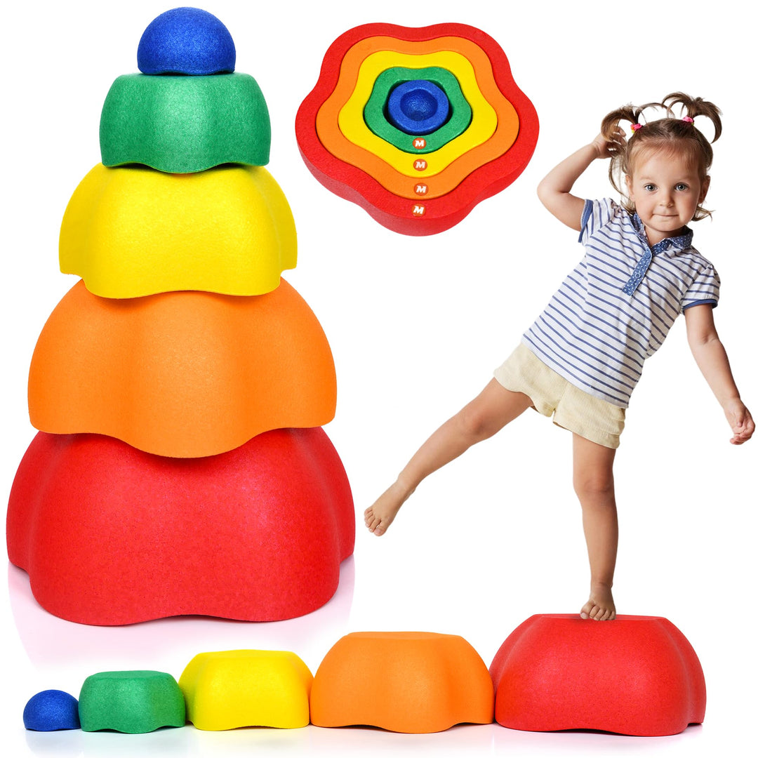 Majestic Sport Rocks, Sensorische Balanciersteine für Kinder – 5er Set – Belastbar, Fördert Gleichge