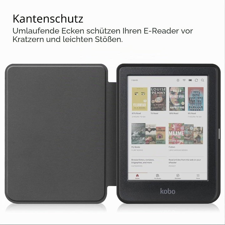 GIOPUEY Hülle Kompatibel mit Tolino Shine Color/Shine 5 2024, Flip Case, PU Leder + Weiches TPU Hüll